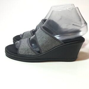 Skechers Memory Foam Rumblers Strappy Wedge Sandals 6.5 Grey